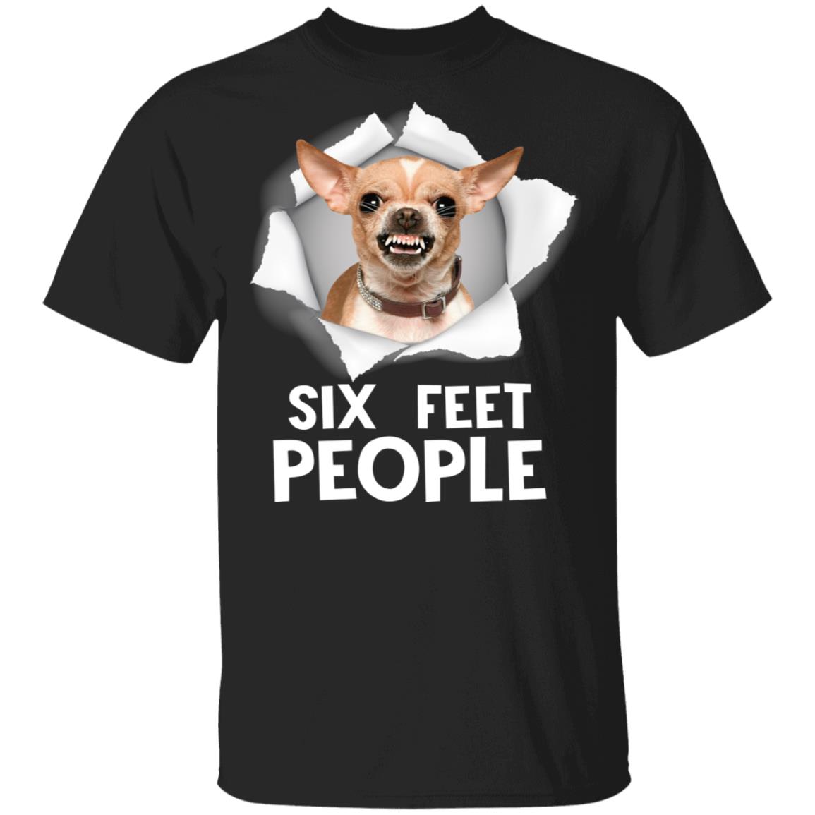 Dachshund 6 Feet Back People Funny Distance Social T-shirt, Black, Unisex T-Shirt