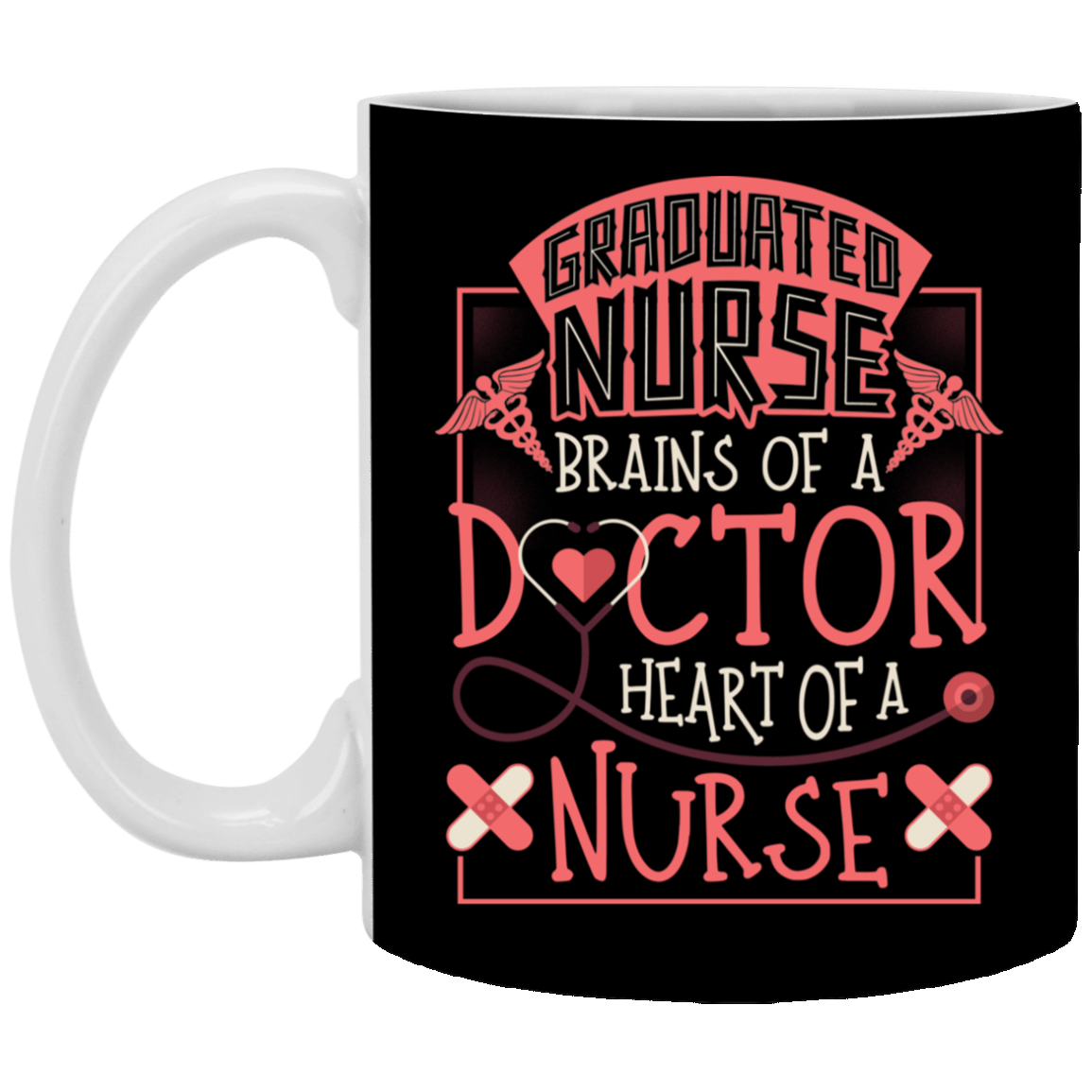 Graduated Nurse Brain of of Doctor Ceramic Coffee Mug - Beer Stein - Water Bottle - Color Changing Mug, Black, 11 oz. White Mug Graduated Nurse Brain of of Doctor Ceramic Coffee Mug - Beer Stein - Water Bottle - Color Changing Mug, Black, 11 oz. White Mug