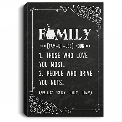 Definition Of Family Gallery Wrapped Framed Canvas Prints - Unframed Poster - Home Decor Wall Art, White, 0.75'' Framed Canvas