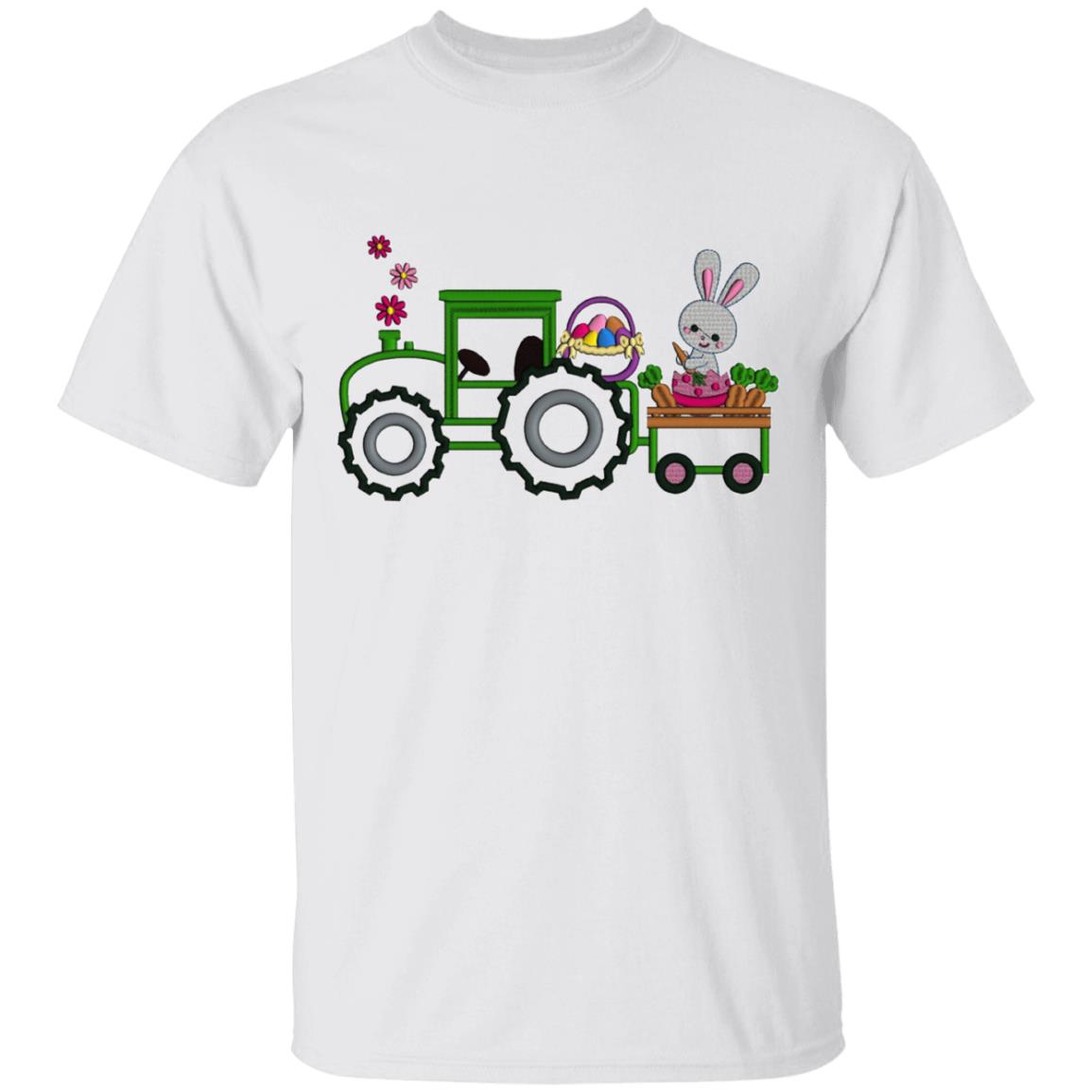 Boy Easter Carrot Tractor Youth Tee - Cute Easter Clothes, White, Youth T-Shirt
