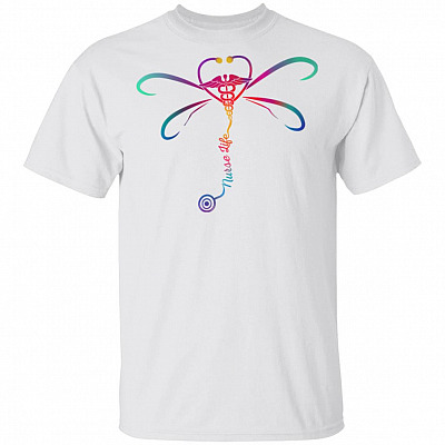 Nurse Life T-Shirt - Dragonfly Shirt, White, Unisex T-Shirt