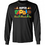 Father's Day Gift Super Daddio Hoodie - Sweatshirt - Long Sleeve Shirt - Funny Gaming Dad Shirt, Black, Long Sleeve