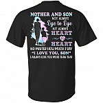 Mother And Son Not Always Eye To Eye But Always Heart To Heart Print On Back T-Shirt - Youth Tee, Black, Unisex T-Shirt