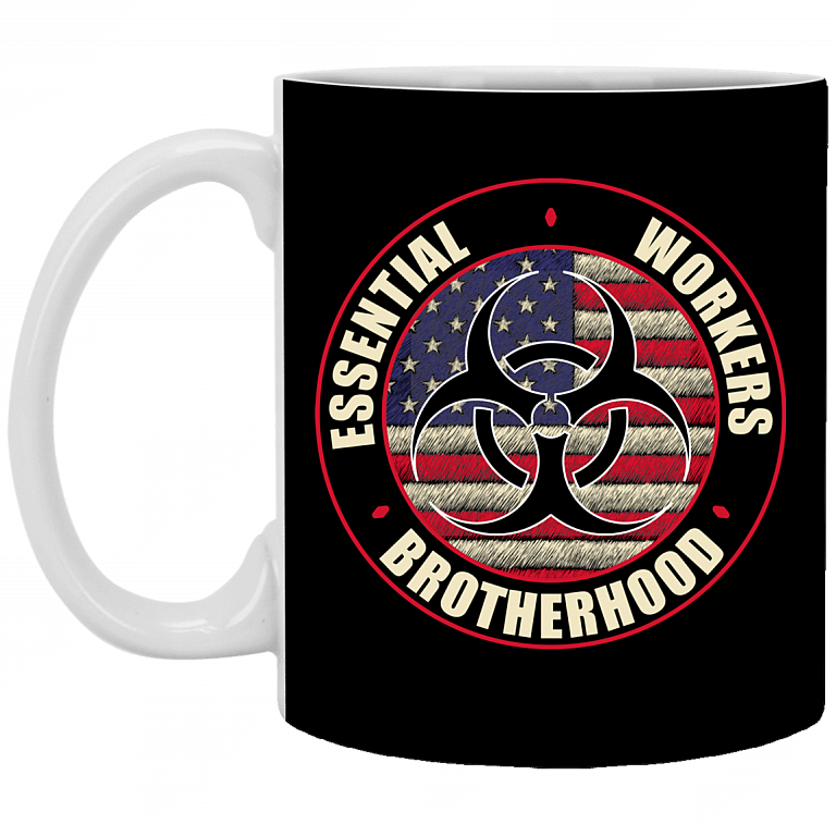 Essential Workers Brotherhood Essential Employee 2020 Ceramic Coffee Mug - Beer Stein - Water Bottle, Black, 11 oz. White Mug