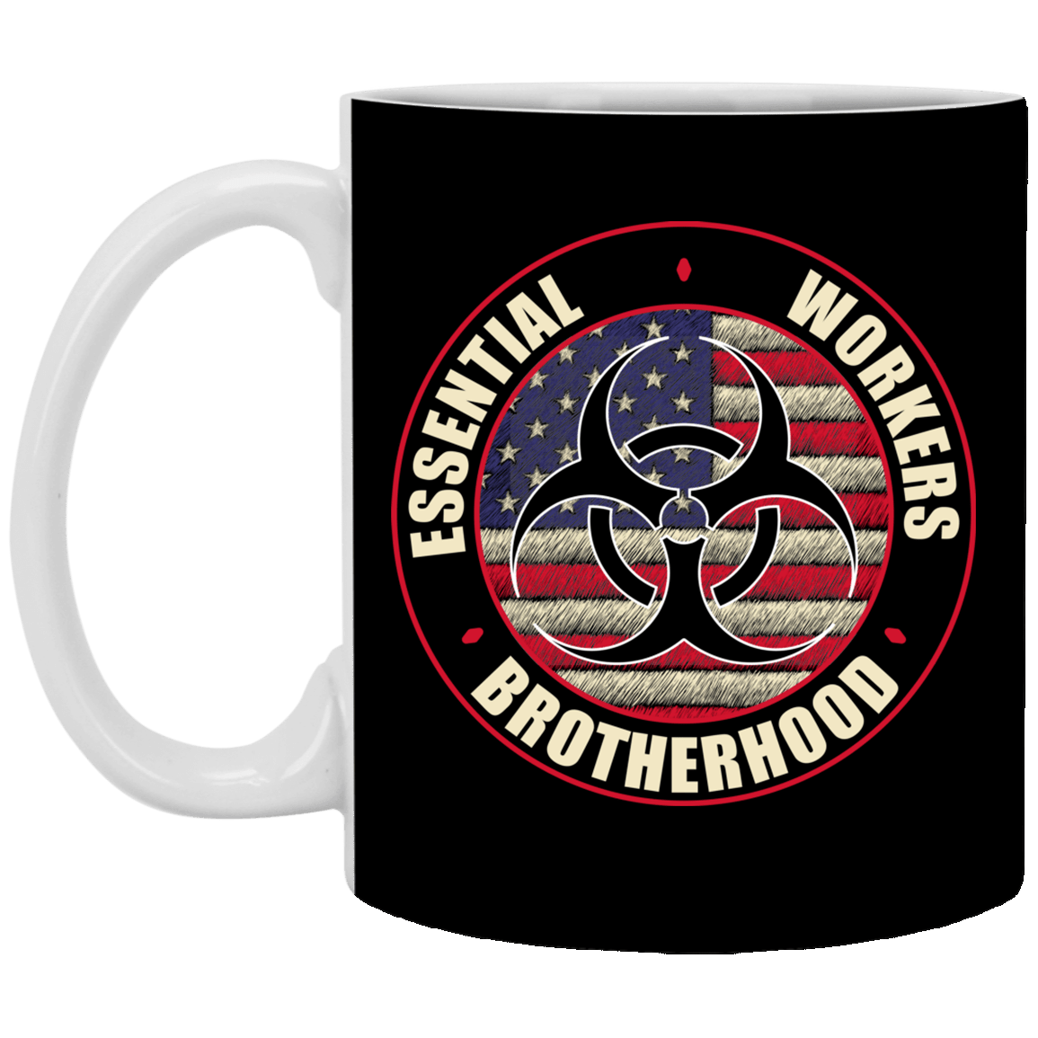 Essential Workers Brotherhood Essential Employee 2020 Ceramic Coffee Mug - Beer Stein - Water Bottle, Black, 11 oz. White Mug Essential Workers Brotherhood Essential Employee 2020 Ceramic Coffee Mug - Beer Stein - Water Bottle, Black, 11 oz. White Mug