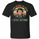 I Know Nothing I See Nothing I Hear Nothing Schultz Vintage Retro T-Shirt, Black, Unisex T-Shirt