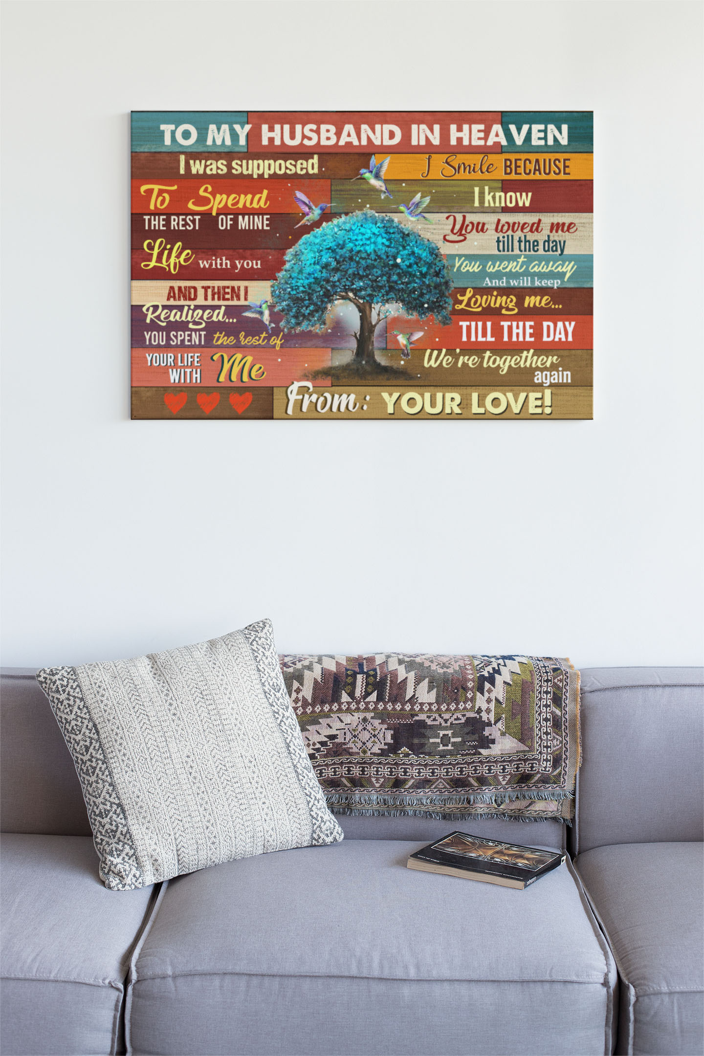 9VT. Husband In Heaven Hummingbird canvas mockup
