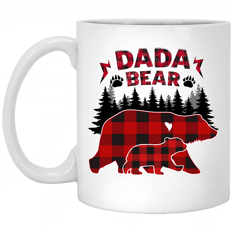 Dada Bear Ceramic Coffee Mug - Beer Stein - Water Bottle - Color Changing Mug - Gift For Daddy Dad Mug, White, 11 oz. White Mug