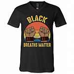 Black Breaths Matter Vintage T-Shirt - V-Neck Tee, Black, V-Neck T-Shirt