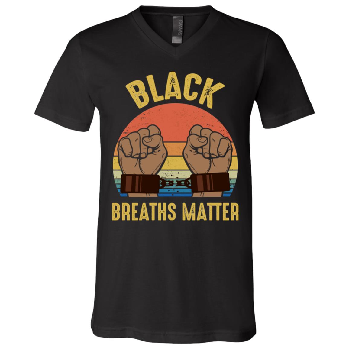 Black Breaths Matter Vintage T-Shirt - V-Neck Tee, Black, V-Neck T-Shirt