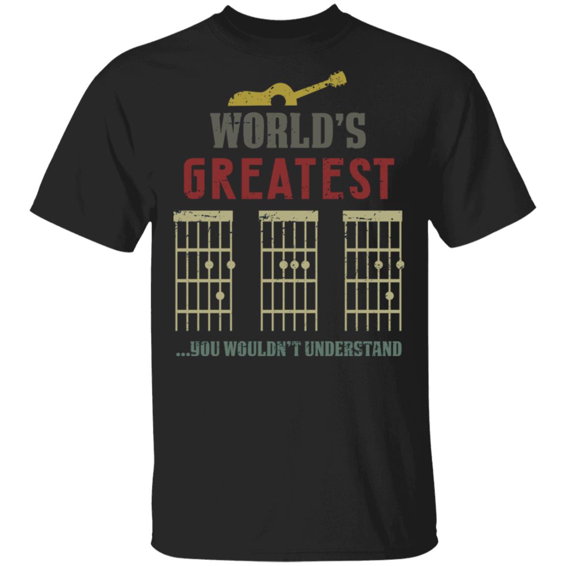 Worlds Gretest Guitarist T-Shirt - Funny Guitarist Shirt, Black, Unisex T-Shirt
