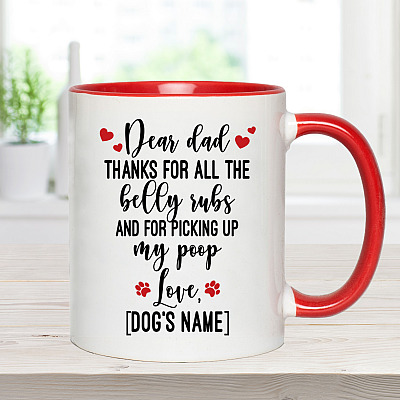 Alternative view of Personalized Dear Dad Thanks for All the Belly Rubs and for Picking Up My Poop Accent Mug