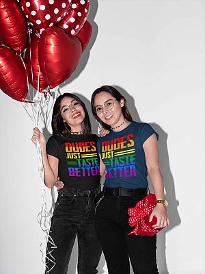Alternative view of Dudes Just Taste Better LGBT Pride T-Shirt - V-Neck Tee