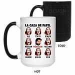 Spanish Movie Characters Pattern Ceramic Coffee Mug - Beer Stein - Water Bottle - Color Changing Mug, White, 15 oz. Color Changing Mug