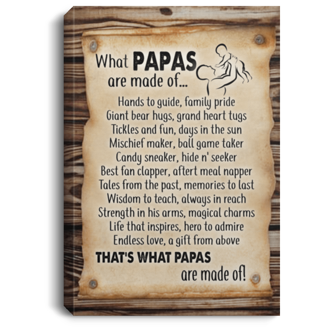 What Papas Are Made of Gallery Wrapped Framed Canvas Prints - Unframed Poster - Home Decor Wall Art, White, 0.75'' Framed Canvas What Papas Are Made of Gallery Wrapped Framed Canvas Prints - Unframed Poster - Home Decor Wall Art, White, 0.75'' Framed Canvas