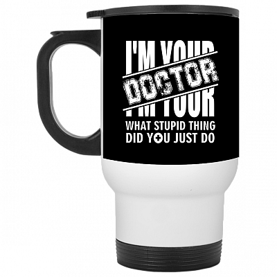 14 oz. White Travel Mug