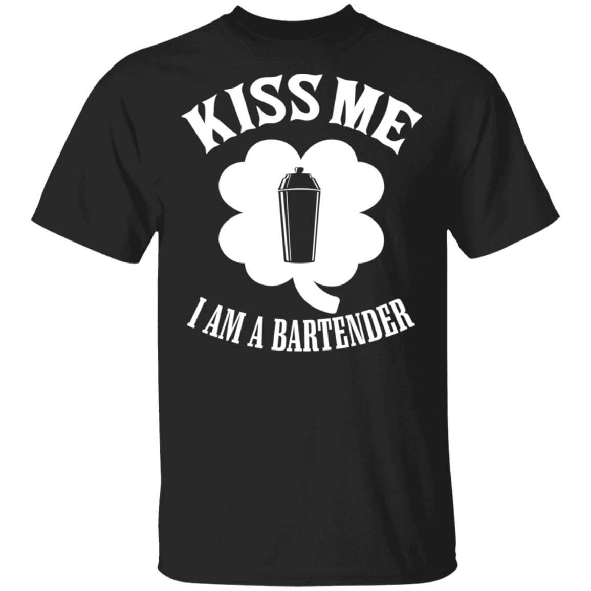 Kiss Me I Am A Bartender T-Shirt - St. Patrick's Day Gifts, Black, Unisex T-Shirt