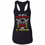 I'm Just A Sweetheart With A Temper Tank Top Tee - Ladies Racerback Tank - Sarcastic Humor Novelty Gifts, Black, Ladies Racerback Tank