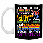 I'm Not Confused I'm Me I'm Bisexual Not In a Phase Ceramic Coffee Mug - Water Bottle, Black, 11 oz. White Mug