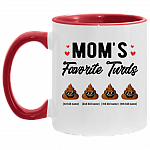 Personalized Mom's Favorite Four Turds Funny Personalized Family Accent Mug, White/Red, 11 oz. Accent Mug