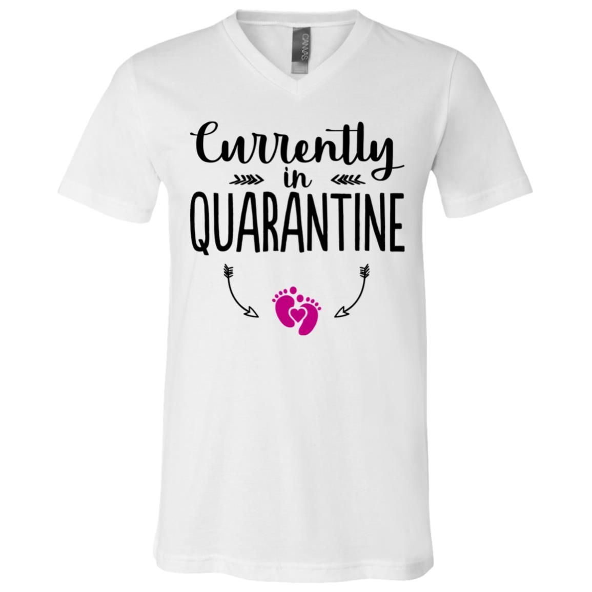 Currently in Quarantine Gift For Pregnant T-Shirt - V Neck, White, V-Neck T-Shirt