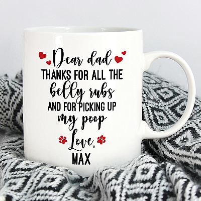 Alternative view of Personalized Dear Dad Thanks for All the Belly Rubs and for Picking Up My Poop Coffee Mug - Beer Stein