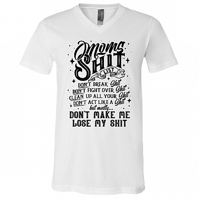 Mom's Shit List Gift From Daughter T-Shirt - V Neck, White, V-Neck T-Shirt