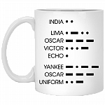 I Love You Morse Code Ceramic Coffee Mug - Beer Stein - Water Bottle - Color Changing Mug, White, 11 oz. White Mug