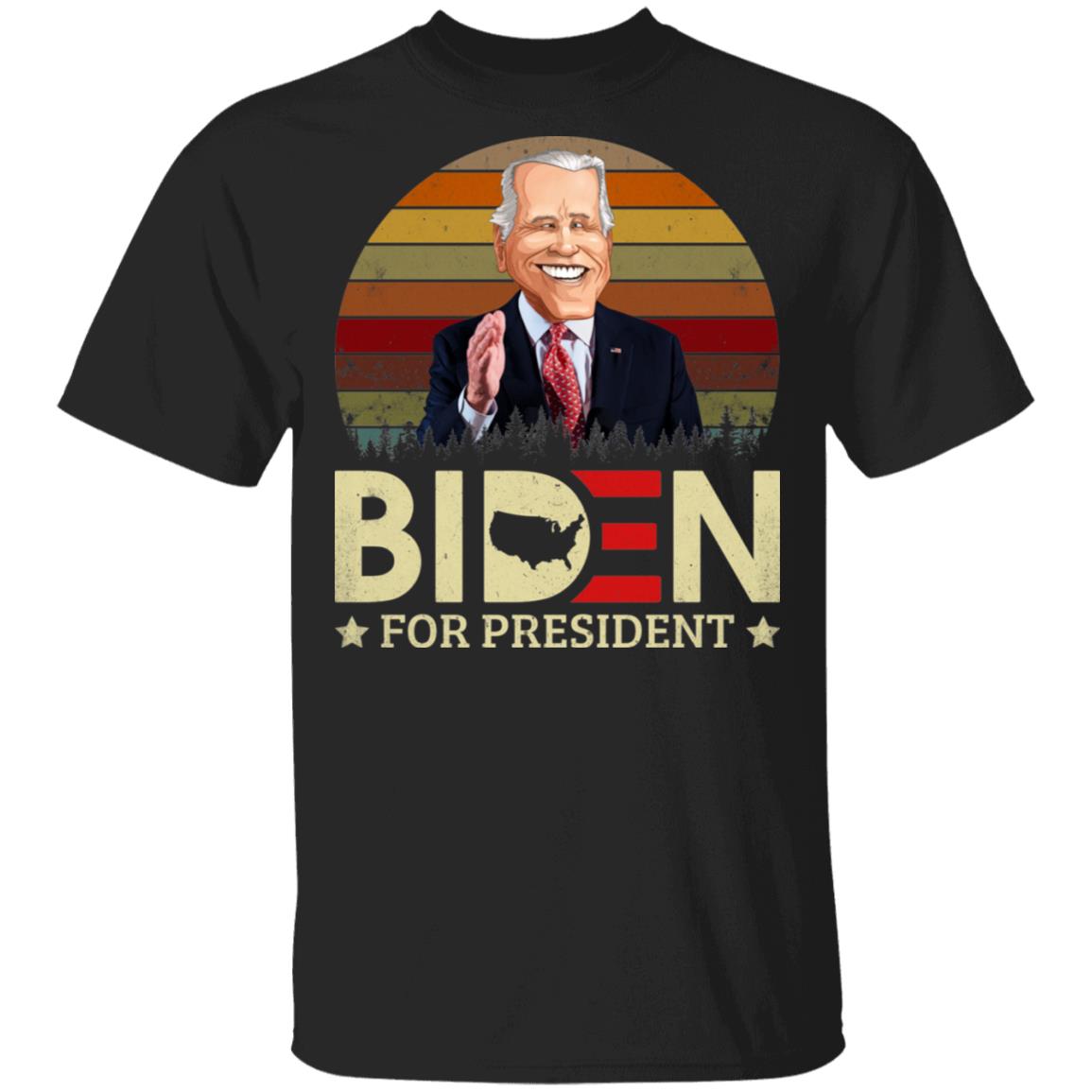 Biden for President - Face Cartoon Funny T-Shirt, Black, Unisex T-Shirt