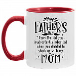 From The Kid You Inadvertently Inherited When You Decided To Shack Up With My Mom Accent Mug, White/Red, 11 oz. Accent Mug