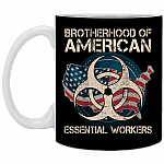 Brotherhood Of American Essential Worker Ceramic Coffee Mug - Essential Employee 2020 Mug, Black, 11 oz. White Mug