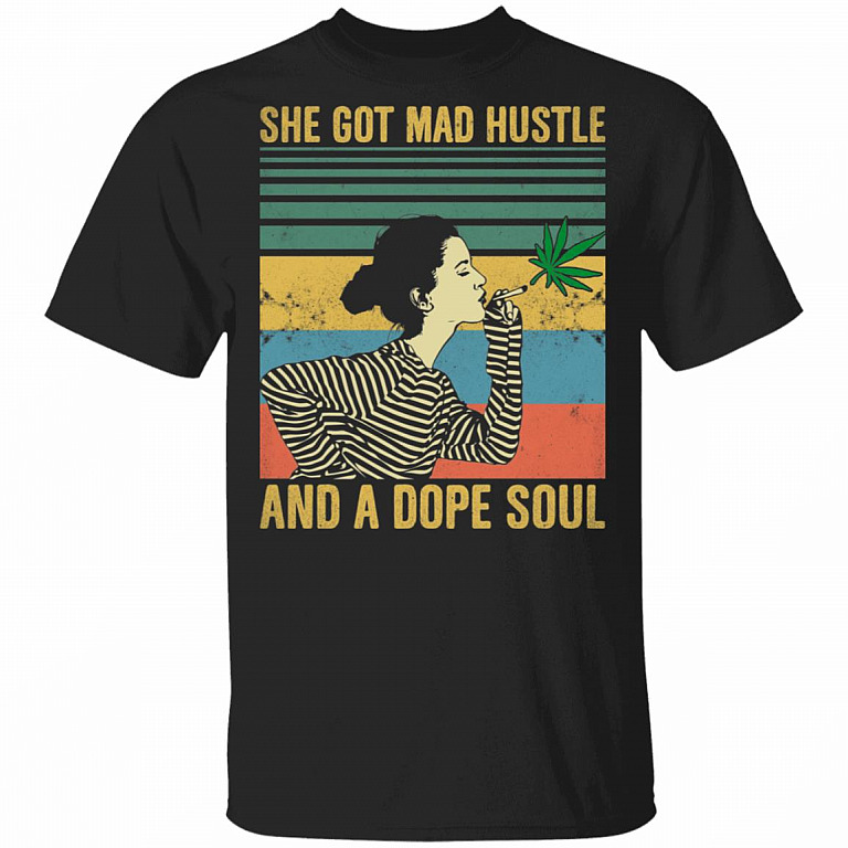 She Got Mad Hustle and a Dope Soul Retro Vintage T-Shirt, Black, Unisex T-Shirt