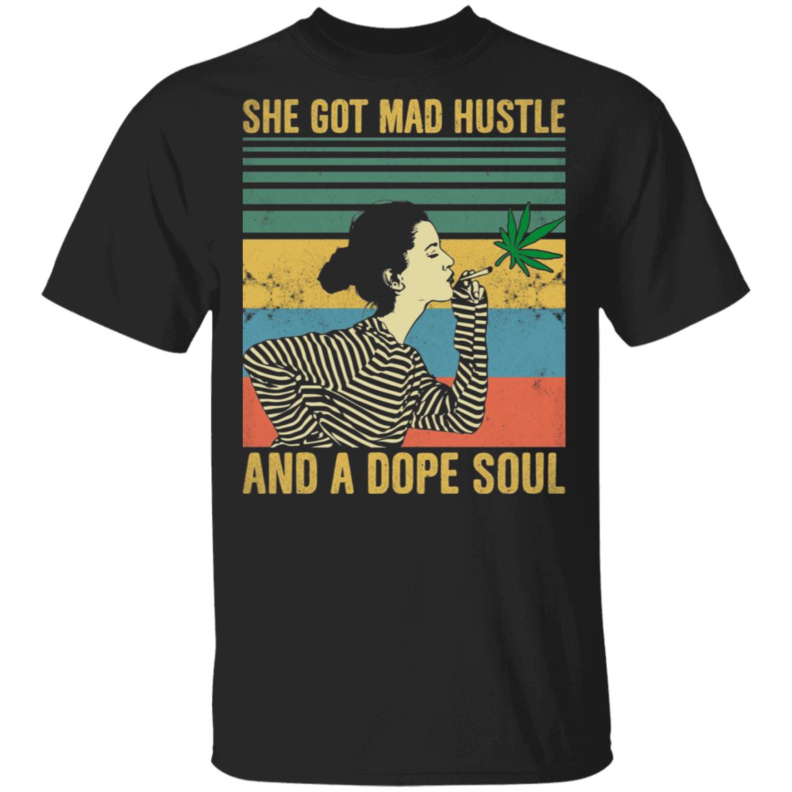 She Got Mad Hustle and a Dope Soul Retro Vintage T-Shirt, Black, Unisex T-Shirt