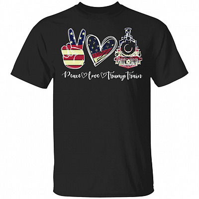 Peace Love Trump Train T-Shirt - Political Trump Shirt, Black, Unisex T-Shirt