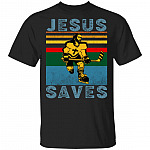 Jesus Saves Hockey Goal Vintage Retro T-Shirt, Black, Unisex T-Shirt