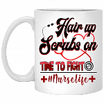 Hair Up Scrubs On Time To Fight Ceramic Coffee Mug - Beer Stein -Water Bottle - Color Changing Mug, White, 11 oz. White Mug