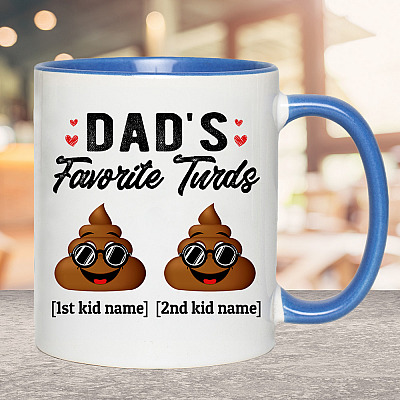 Alternative view of Personalized Dad's Favorite Turds Funny Personalized Family Accent Mug