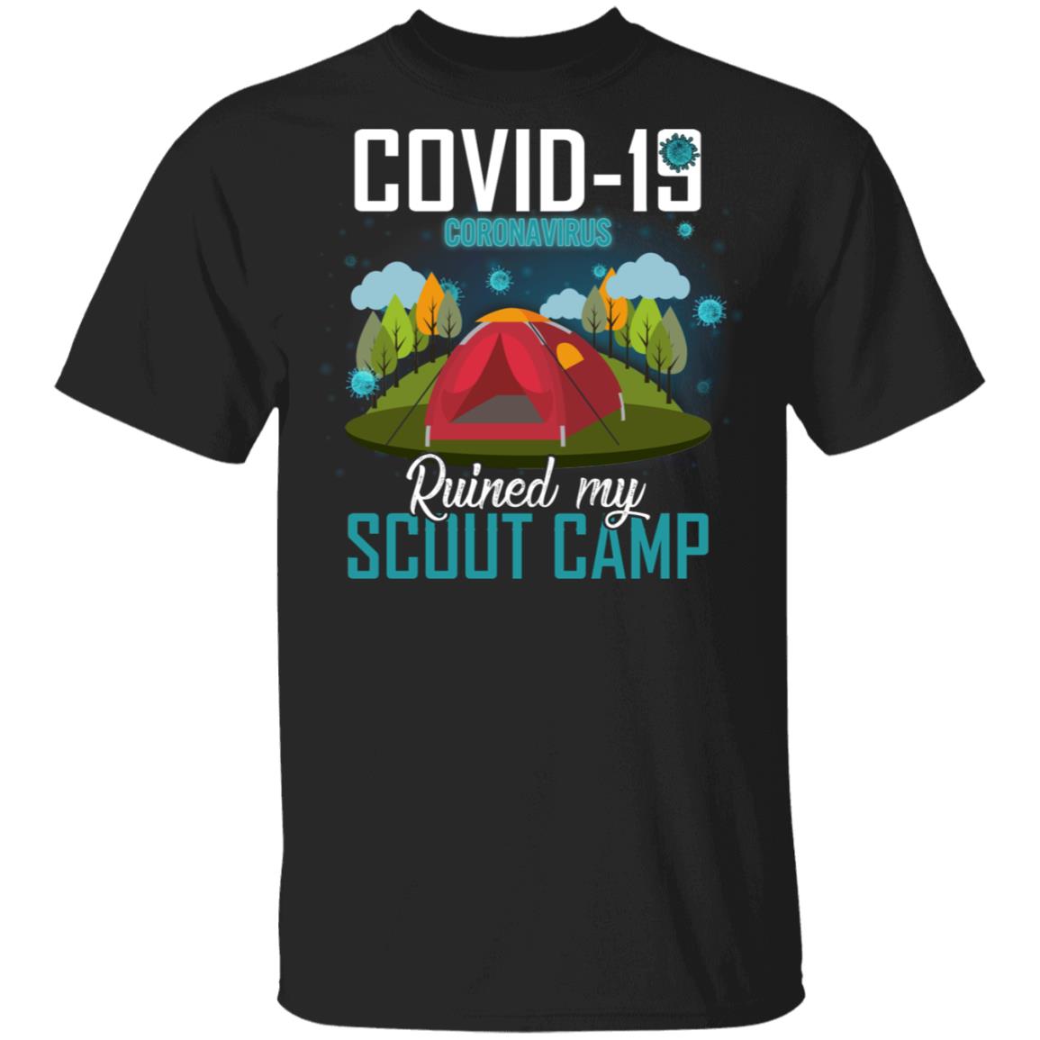 Covid-19 Coronavirus Ruined My Scout Camp T-Shirt, Black, Unisex T-Shirt