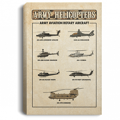 Army Aviation Helicopters Gallery Wrapped Framed Canvas Prints - Unframed Poster - Home Decor Wall Art, White, 0.75'' Framed Canvas