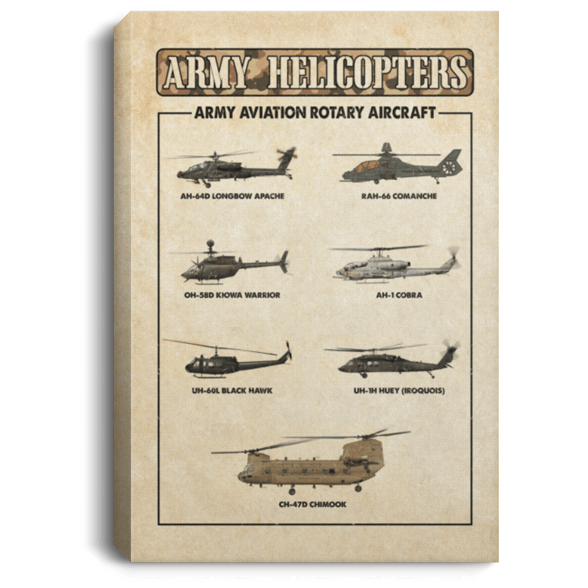 Army Aviation Helicopters Gallery Wrapped Framed Canvas Prints - Unframed Poster - Home Decor Wall Art, White, 0.75'' Framed Canvas Army Aviation Helicopters Gallery Wrapped Framed Canvas Prints - Unframed Poster - Home Decor Wall Art, White, 0.75'' Framed Canvas