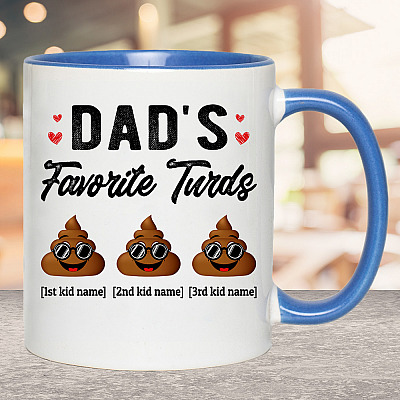 Alternative view of Personalized Dad's Favorite Three Turds Funny Personalized Family Accent Mug