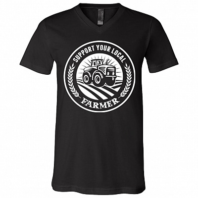 Support Your Local Farmer T-Shirt - V-Neck Tee, Black, V-Neck T-Shirt