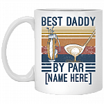 Best Daddy By Par Personalized Ceramic Coffee Mug for Dad - Beer Stein - Water Bottle, White, 11 oz. White Mug