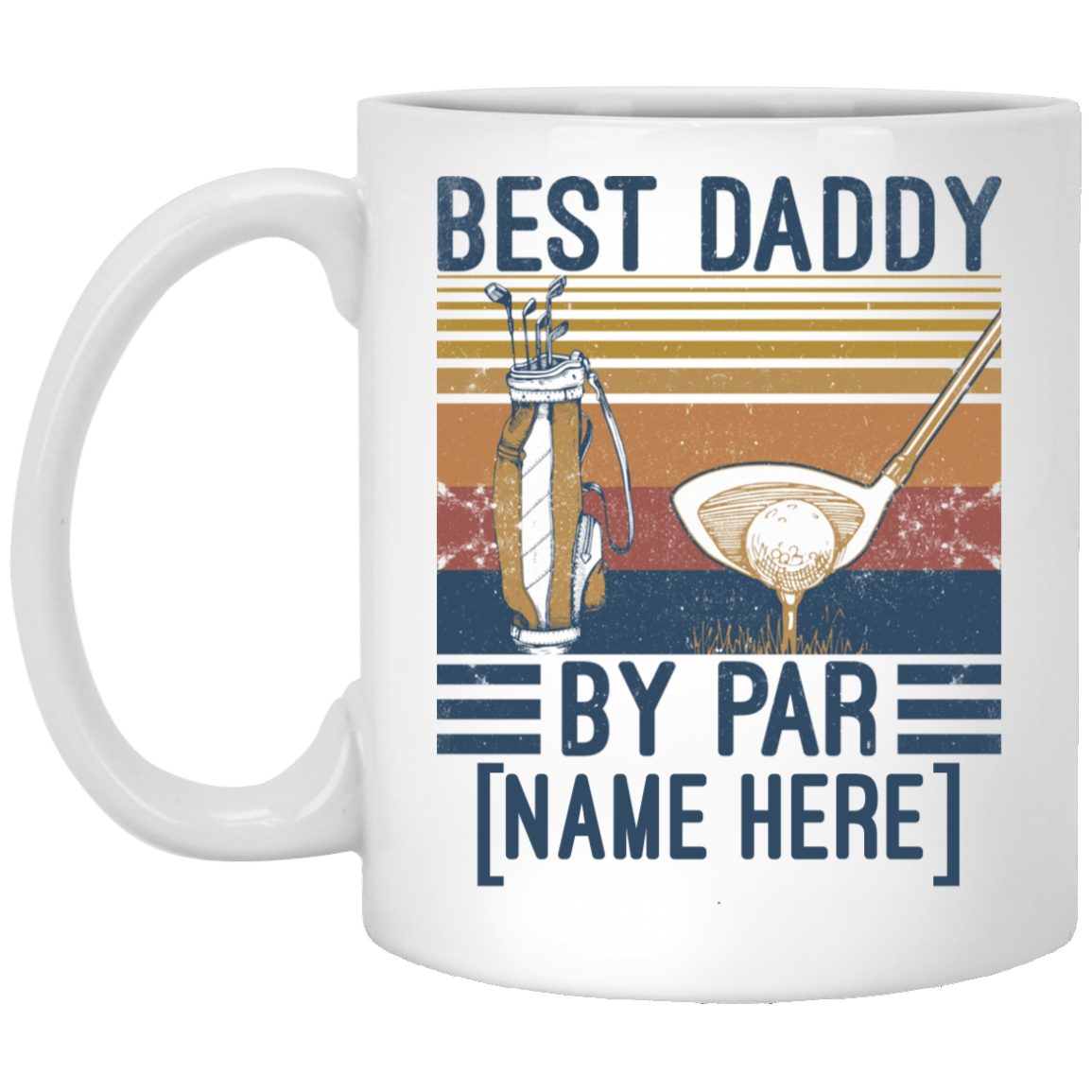 Best Daddy By Par Personalized Ceramic Coffee Mug for Dad - Beer Stein - Water Bottle, White, 11 oz. White Mug