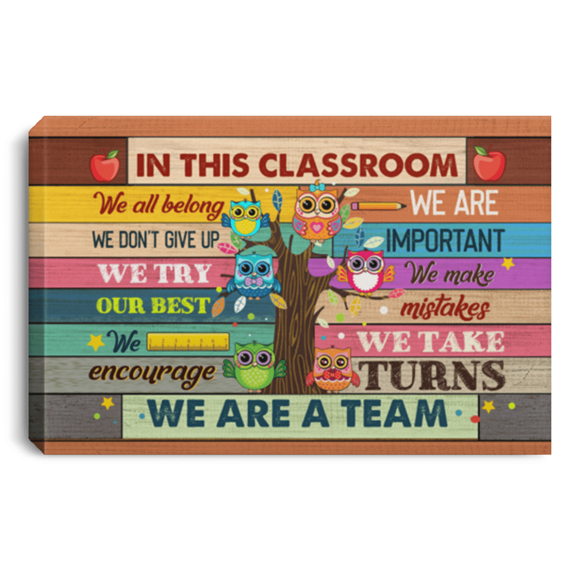 In This Classroom We All Belong We Don't Give Up Gallery Wrapped Framed Canvas Prints - Unframed Poster, White, 0.75'' Framed Canvas In This Classroom We All Belong We Don't Give Up Gallery Wrapped Framed Canvas Prints - Unframed Poster, White, 0.75'' Framed Canvas