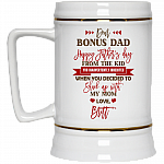Personalized Dear Bonus Dad Happy Father's Day from the Kid Inadvertently Beer Stein, White, 22 oz. Beer Stein