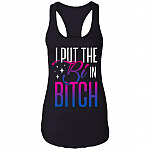 I Put The Bi In Bitch Cotton Tank Top Tee - Ladies Racerback Tank - Funny Bisexual Pride Flag Shirt, Black, Ladies Racerback Tank