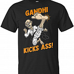 Gandhi Kicks Ass Funny Karate T-Shirt, Unisex T-Shirt, Black