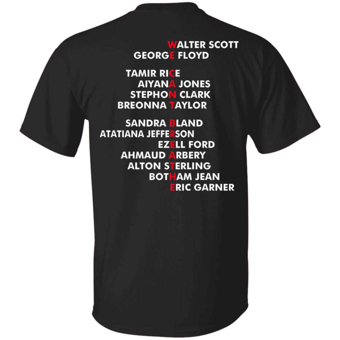 We Can't Breathe - Blm Print on Back Only - Plain Front T-Shirt, Black, Unisex T-Shirt