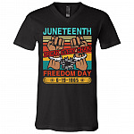 Juneteenth Break Every Chain Freedom Day Vintage T-Shirt - V-Neck Tee, Black, V-Neck T-Shirt
